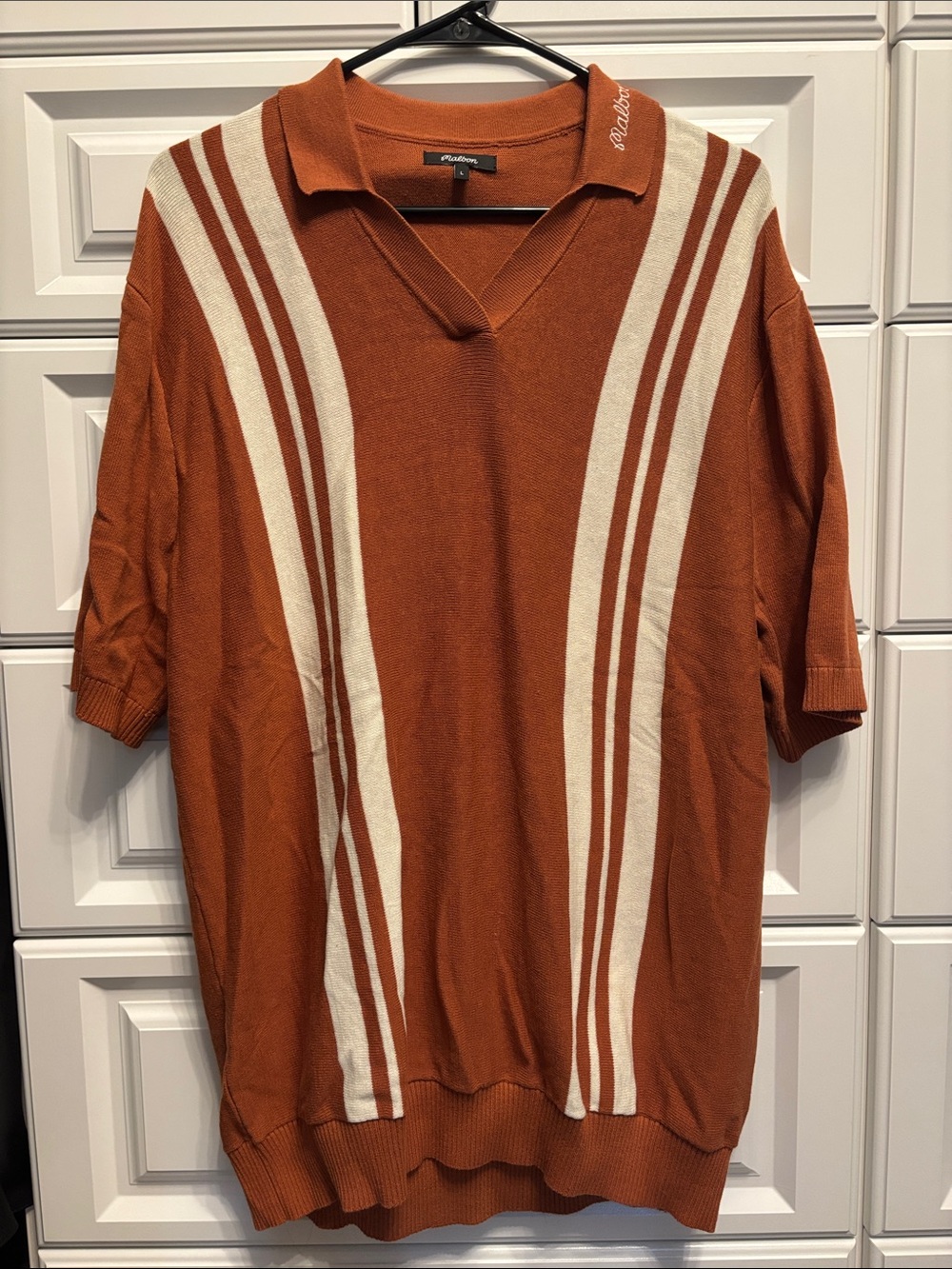 Malbon size Large Rust Retro Stripe Polo Sweater - Unbranded